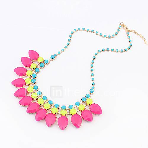 Shadela Candy Color Drop Shape Fuchsia Fashion Necklace CX132 1