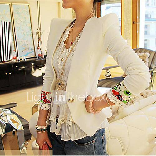 Womens Shoulder Pads Ruffle Fitted Blazer