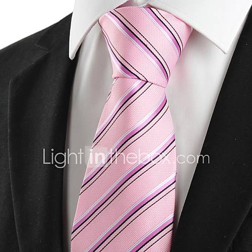 Tie New Striped Pink JACQUARD Mens Tie Necktie Wedding Party Holiday Gift