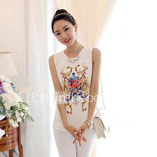 Womens Vintage Print Chiffon Vest