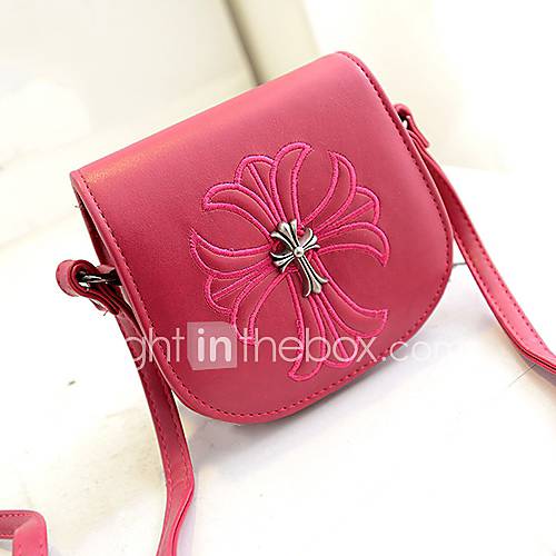 Daidai Womens Vintage Cross Pattern Mini Fuchsia Shoulder Bag