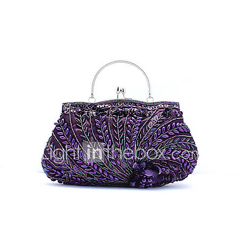 Kaunis WomenS Fashion Handmade Beaded Bag(Purple)