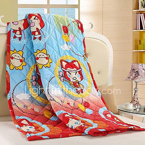 Luolaiya Raccoon Dog Large Imitation Cotton Printing Summer Cool Quilt (Screen Color)