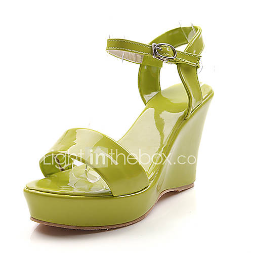 ELF Shoes Womens Elegant Peep Toe Platform Slingbacks Ankle Strap Wedge Heel PU Leather Shoes