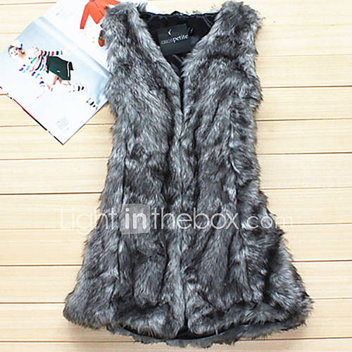 Sleeveless Collarless Faux Fur Party/Casual Vest