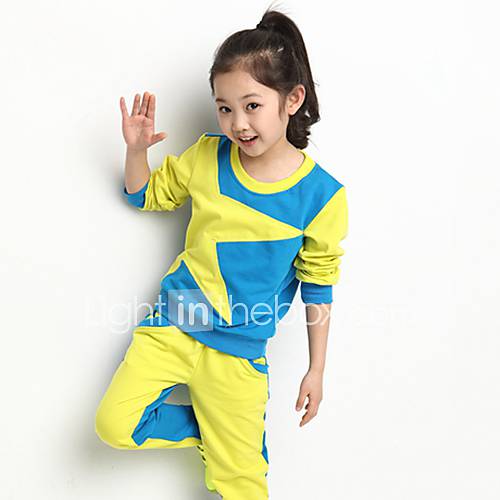 Girls Simple Star Round Collar Clothing Sets