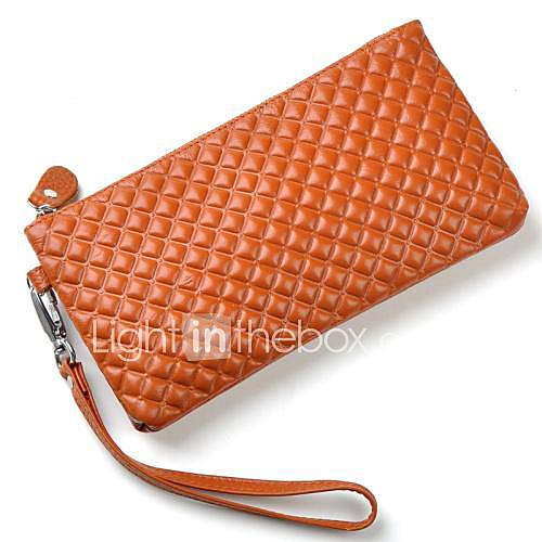 Womens Quilted Genuine Leather Cowhide Fashion Day Clutches Purse Wallet