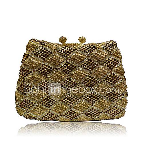 Women Hollow Lattic Pattern with Full Rhinestones/Diamonds Evening Handbags/ Clutches