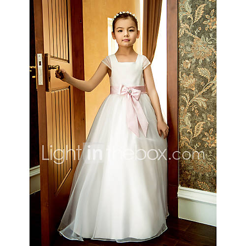 A line Square Ankle length Oganza Wedding/Party Flower Girl Dress(More Colors)