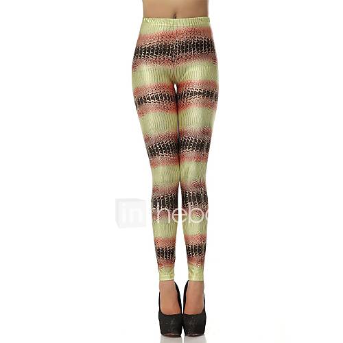 Elonbo Women Round Collar Digital Printing Serpentine Coloured Drawing or Pattern Style Tight Leggings