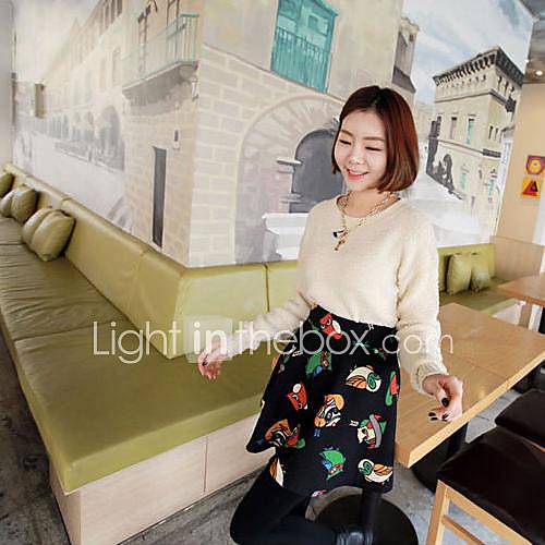 Womens Temperament Cute Color Owl Pattern Print Skirts