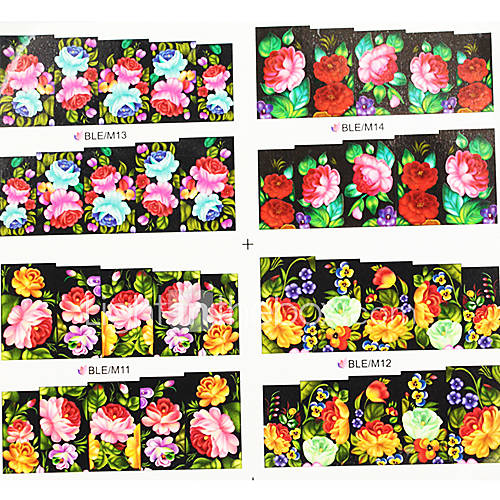 4ni1 Colorful Flower Water Transfer Printing Nail Art Stickers