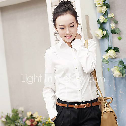 Veri Gude Womens All Match Bodycon 100% Cotton Korean White Shirt