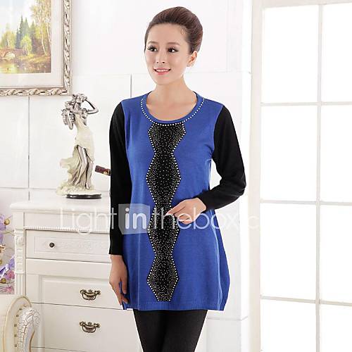 Womens Long Sleeve Knitwear Primer Shirt with Beads