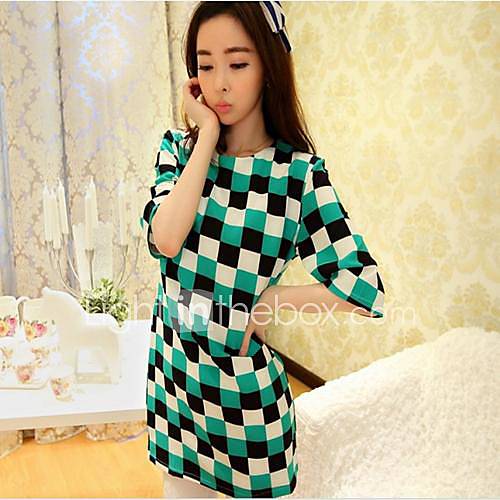 Womens Korean Version of Plaid Printing Mini Dresses