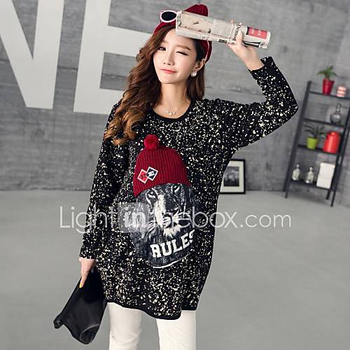 Maternity Round Collar Lion Head Loose Long Sleeve T shirt