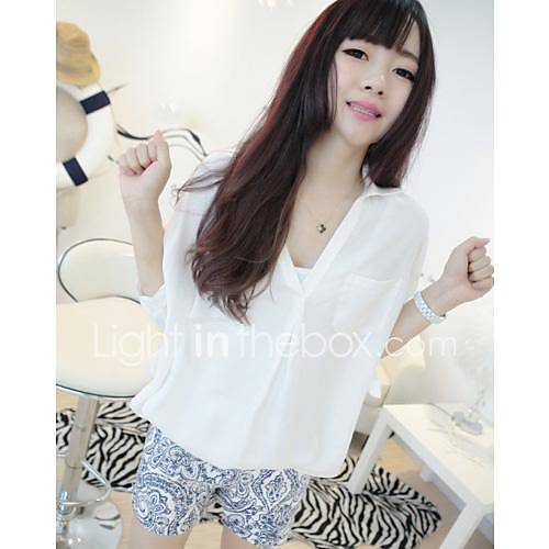 Womens Simple Elegant Cotton Breathable Bow Shirts