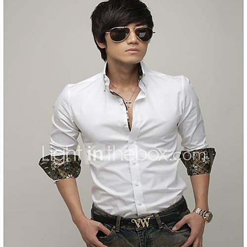HKWB Casual 1/2 Long Sleeve Shirt(White)