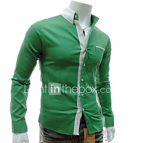 HKWB Casual Slim Long Sleeve Fashion Shirt(Green)