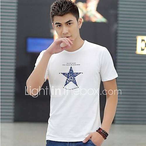 Mens Round Neck Slim Casual Short Sleeve Printing T shirt(Acc Not Included)