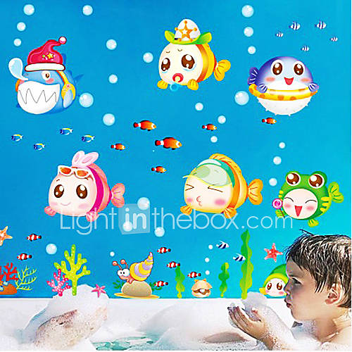 Animal Fish Blue Bubble Wall Stickers