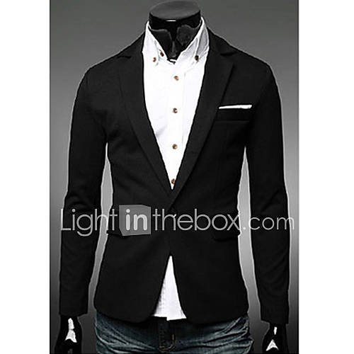 Chaolfs Mens Leisure One Button Solid Color Suit(Black)