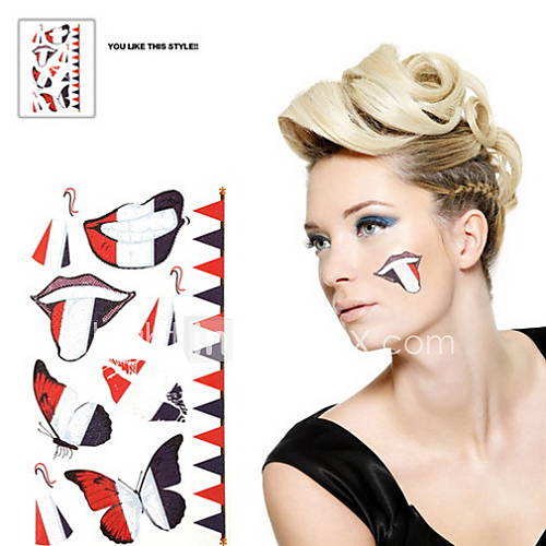 2PCS France World Cup Waterproof Tattoo Body Temporary Glitter Stickers