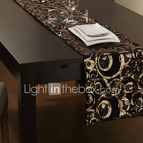 Golden Geometric Pattern Table Runner