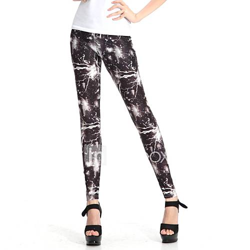 Elonbo Black Lightning Style Digital Painting Tight Women Leggings