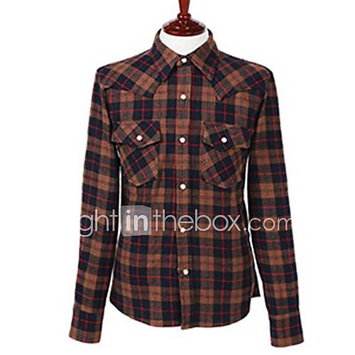 Mens Check Slim Long Sleeve Shirt