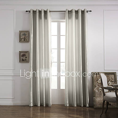 (One Panel Grommet Top) Modern Minimalist Beige Solid Energy Saving Curtain