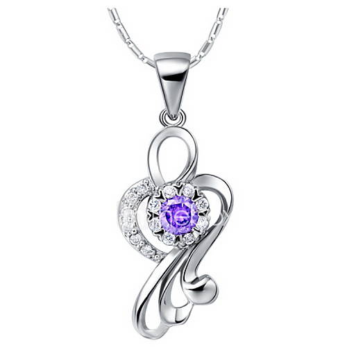 GracefulFlower Shape Alloy Womens Necklace(1 Pc)(Purple,White)