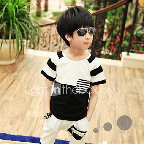 Boys Leisure Interracial Short Sleeve Clothing Sets