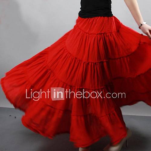 5 Tiers Stitching Gypsy Bohemia BOHO Full Circle Cotton Dance Red Spanish Pleated Long Skirts with Women