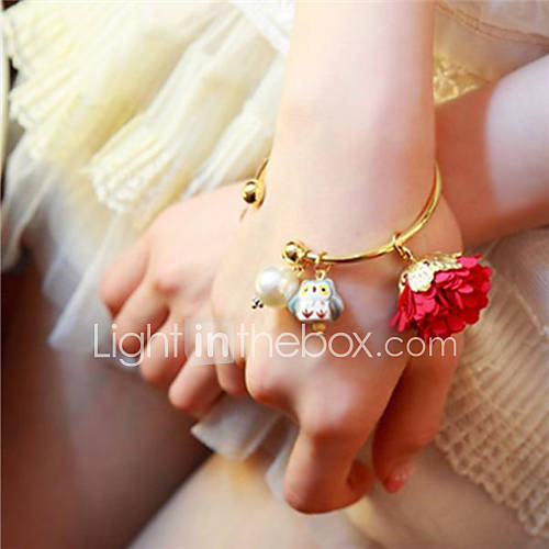 Daphne Flower Owl And Pearl Bracelet(Screen Color)