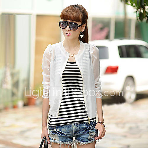 Loongzy Womens Korean Long Sleeve Thin Sunscreen Ventilate White Shirt