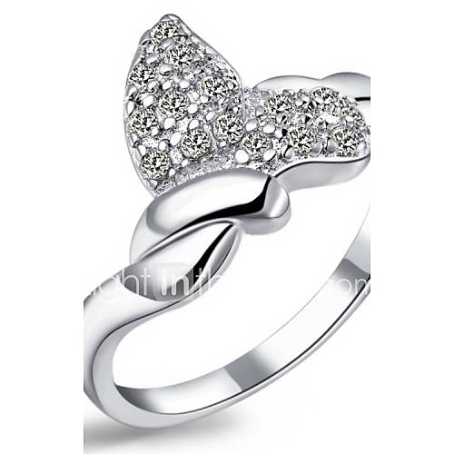 Fashionable Sliver Clear With Cubic Zirconia Knot Womens Ring(1 Pc)