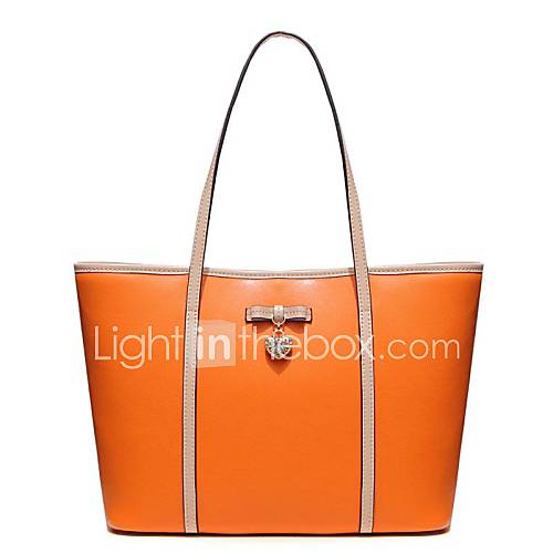 Womens Fashion Work Genuine Split Leather handbag Linning Color on Random