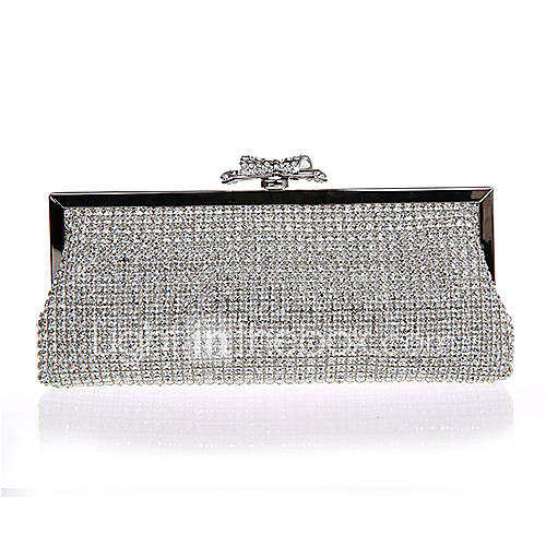 Jiminy Womens Top Grade Diamond Evening Clutch Bag (Silver)