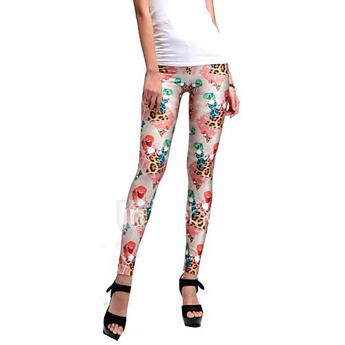 Elonbo Color Matching Style Digital Painting Tight Women Leggings