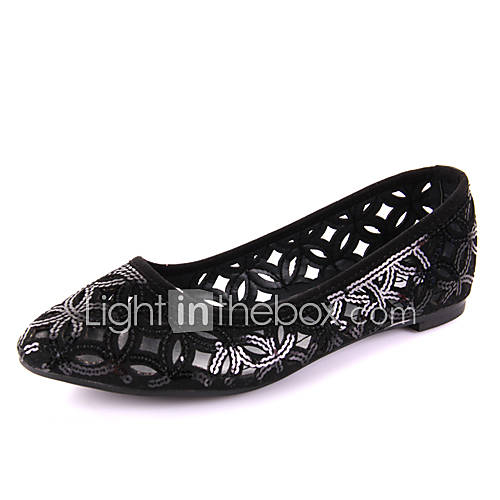 Womens Fashion Cut Out Flat Shoes(Black)