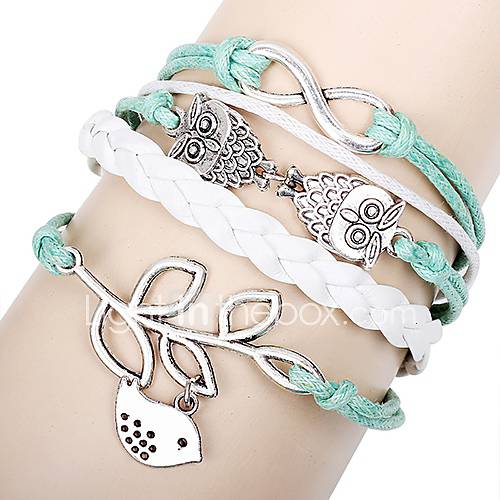 Shining Infinity Style Lucky Olive Branch Handmade Leather Bracelet (Screen Color)