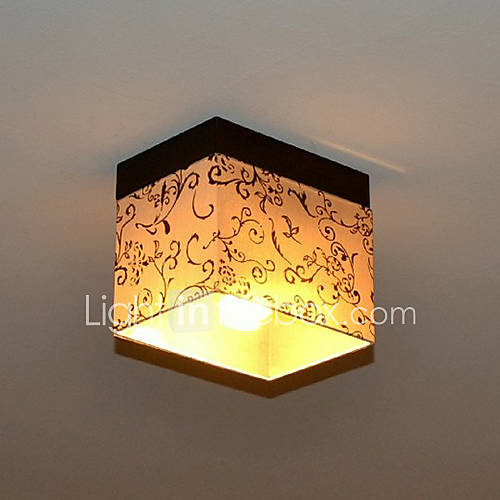 Flush Mount, 1 Light, Modern Cubic Metal Fabric Painting