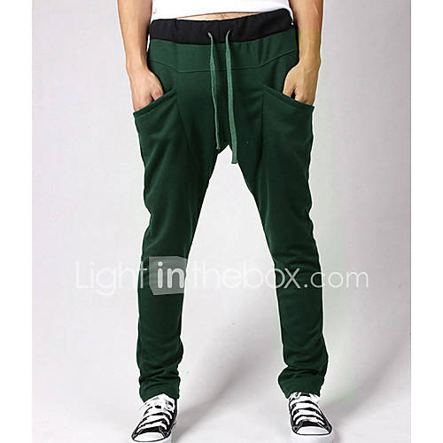 WK777 Mens Slim Elasticleisure Low Harem Pants(Screen Color)