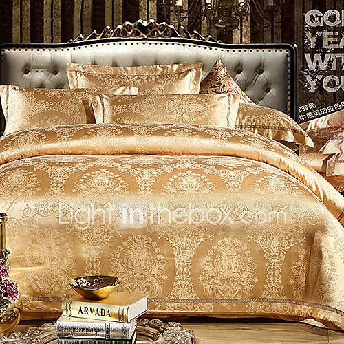 Mankedun Royal Style Golden Small Silk Floss 4 PCS Set Bedding