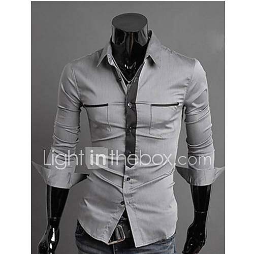 ZZT Dual Access Pocket Spell Color Long Sleeved Shirt Slim Shirt