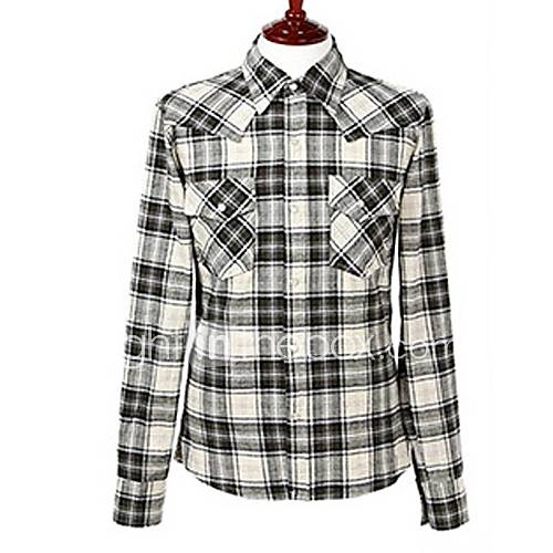 Mens Check Slim long Sleeve Shirt