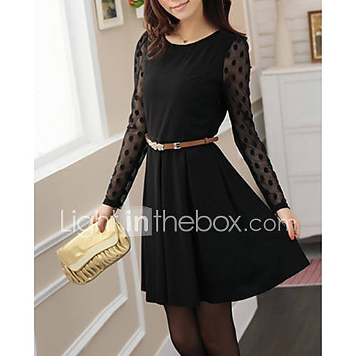 HAND Womens Lace Long Sleeves Dress