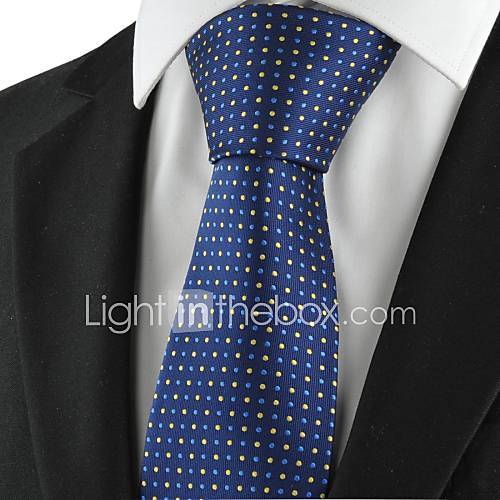 Tie Polka Dot Navy Golden Classic Men Tie Formal Necktie Party Holiday Gift