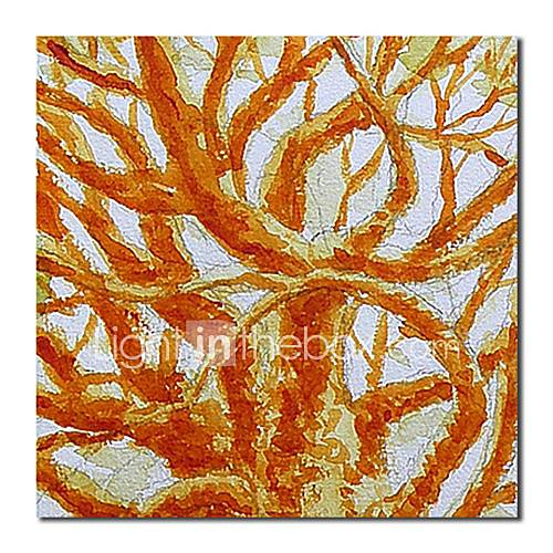 Hand Painted Oil Painting Abstract Golden Tree with Stretched Frame